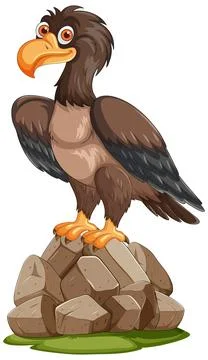 Eagle Perched on Rocks Illustrazione stock