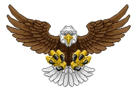 Eagle Pixel Art Arcade Game Cartoon Mascot Stock Illustration