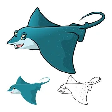 Eagle Ray Cartoon Character Stock Illustration