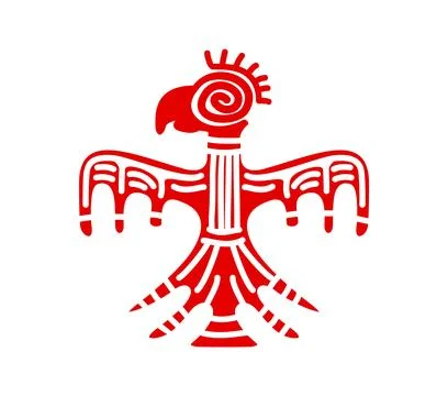 Eagle red bird Mayan Aztec totem, tribal tattoo Stock Illustration