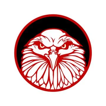 Eagle red in black circle. Flat vector illustration. For label, logo, web des Stock Illustration