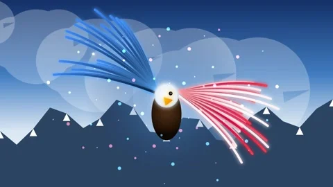 Eagle with red blue feathers soaring against a starry night sky with mounta.. Stock Footage 346069145