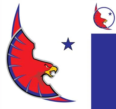 Eagle, Red  Eagle on white circle, eagle mascot. Stock Illustration