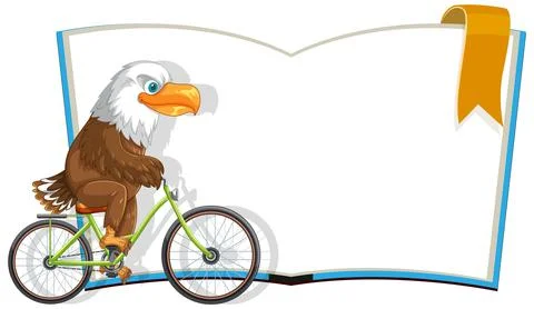 Eagle Riding Bicycle with Open Book Stock Illustration