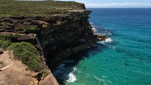 Eagle Rock Sandstone Formation on the Rugged Coastal Cliffs of Royal Nation.. Stock-Footage 312061189