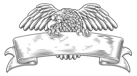 Eagle Scroll Symbol Crest Banner Parchment Design Stock Illustration