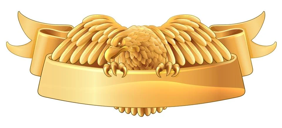 Eagle Scroll Symbol Crest Banner Parchment Design Illustrazione stock