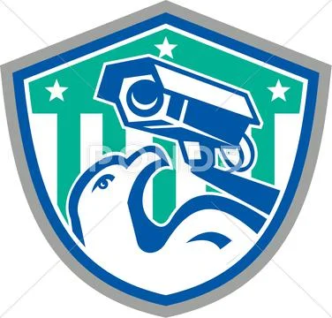 Eagle security cctv camera retro shield Stock Illustration