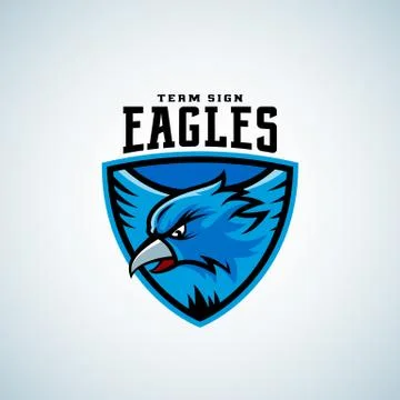Eagle in a Shield. Abstract Vector Sport Emblem Template. League or Team Logo Stock Illustration