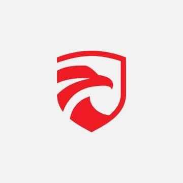 Eagle shield icon design linear style Stock Illustration