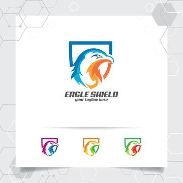 Eagle shield logo vector design with concept of security guard and eagle head Stock Illustration