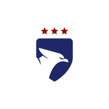Eagle shield with star logo design template Illustrazione stock