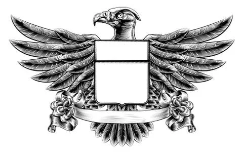 Eagle Shield Woodblock 스톡 일러스트
