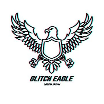 Eagle sign with glitch effect. Design element for logo, label, emblem, poster Illustrazione stock