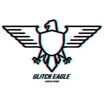 Eagle sign with glitch effect. Design element for logo, label, emblem, poster Illustrazione stock