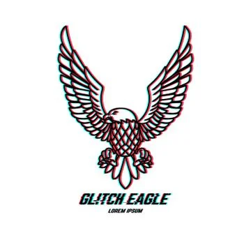 Eagle sign with glitch effect. Design element for logo, label, emblem, poster Illustrazione stock