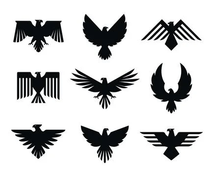 Eagle Silhouette Vector Set Stock Illustration
