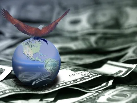 Eagle sits on a globe Stock Illustration