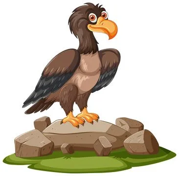 Eagle Standing on Rocks 스톡 일러스트