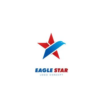 Eagle Star Logo Design Template Flat Style Vector Stock Illustration