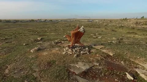 Eagle statue, aerial shot Stock Footage 68399142