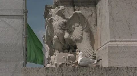 Eagle Statue and Real Seagull Stock Footage 10886773