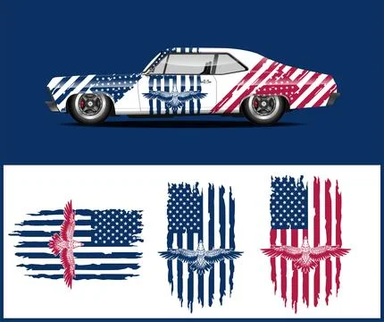 Eagle Through USA Flag Eagle Skull or American Eagle American Flag Stock Illustration