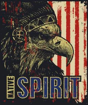 Eagle in war bonnet. vector illustration Stock Illustration