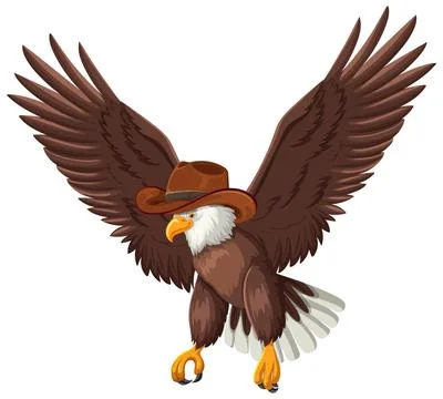 Eagle Wearing Cowboy Hat Vector Illustration 스톡 일러스트