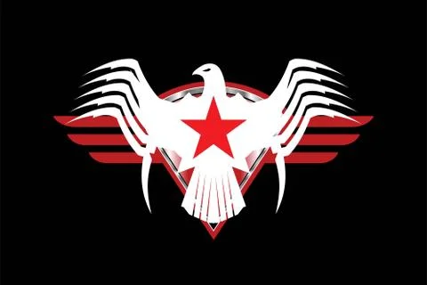 Eagle. White eagle with the red star and red stripes Stock Illustration
