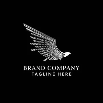 Eagle wing with chrome texture Logo Design Stock Illustration