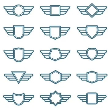 Eagle wings army vector badges. Aviation wing labels. Winged pilot emblems Stock Illustration