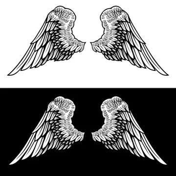 Eagle wings on light background. Design element for poster, t shirt, card, ba Stock Illustration
