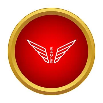Eagle wings line logo in red circle frame Stock Illustration