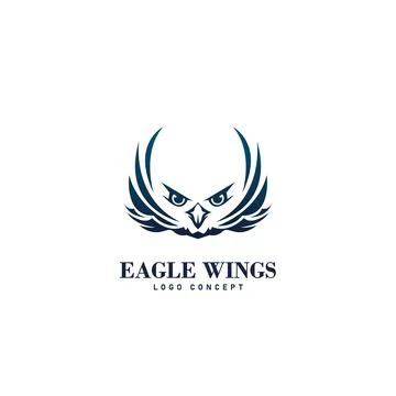 Eagle Wings Logo Design Template Flat Style Vector Stock Illustration
