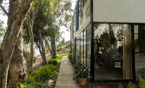 Eames House side, Case Study House No. 8, in Los Angeles Stock Photos