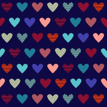 Eamless background with cute hearts Stock Illustration