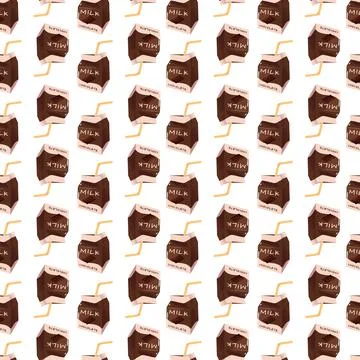 Eamless pattern with chocolate milk flavor Cute delicious drink 스톡 일러스트