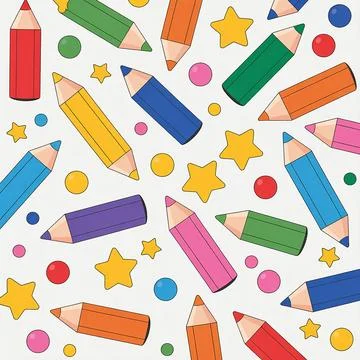 Eamless pattern with colored pencils Stock Illustration