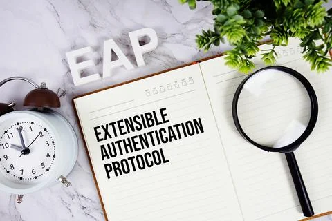 EAP - Extensible Authentication Protocol acronym on notepad, Business conce.. 스톡 사진