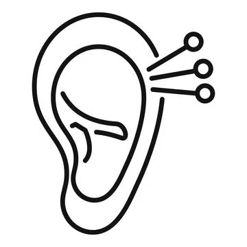 Ear acupuncture therapy showing thin needles for alternative medicine treatment Stock Illustration