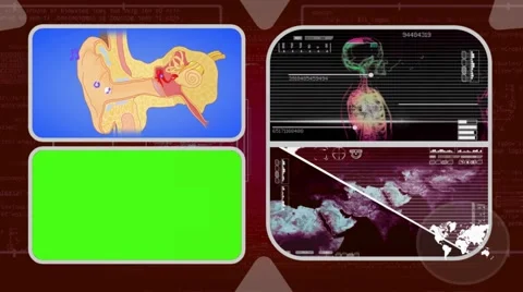 Ear - Analysis in software - examination - background red 02 Video stock 62463538