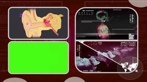 Ear - Analysis in software - examination - background red 03 Video stock 62463583