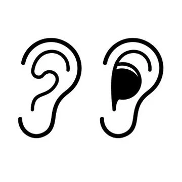 Ear and Earplug Icons Set. Vector Stock Illustration