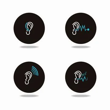 Ear and icon set design vector illustration, listening concept Stock Illustration