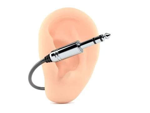 Ear with audio cable Stock Illustration