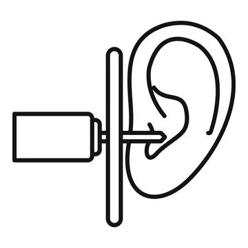 Ear with audiometer performing a hearing test icon Stock Illustration