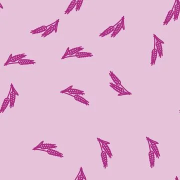 Ear barley grain line vector seamless pattern Stock Illustration