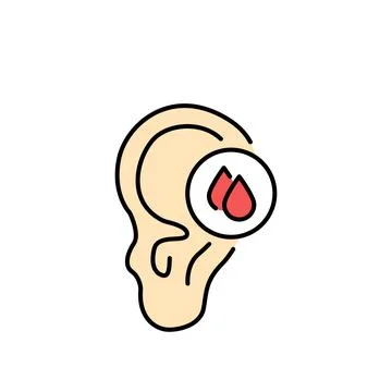 Ear bleeding color line icon. Human diseases. Stock Illustration