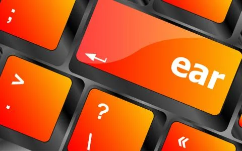 Ear button on computer pc keyboard key Illustrazione stock